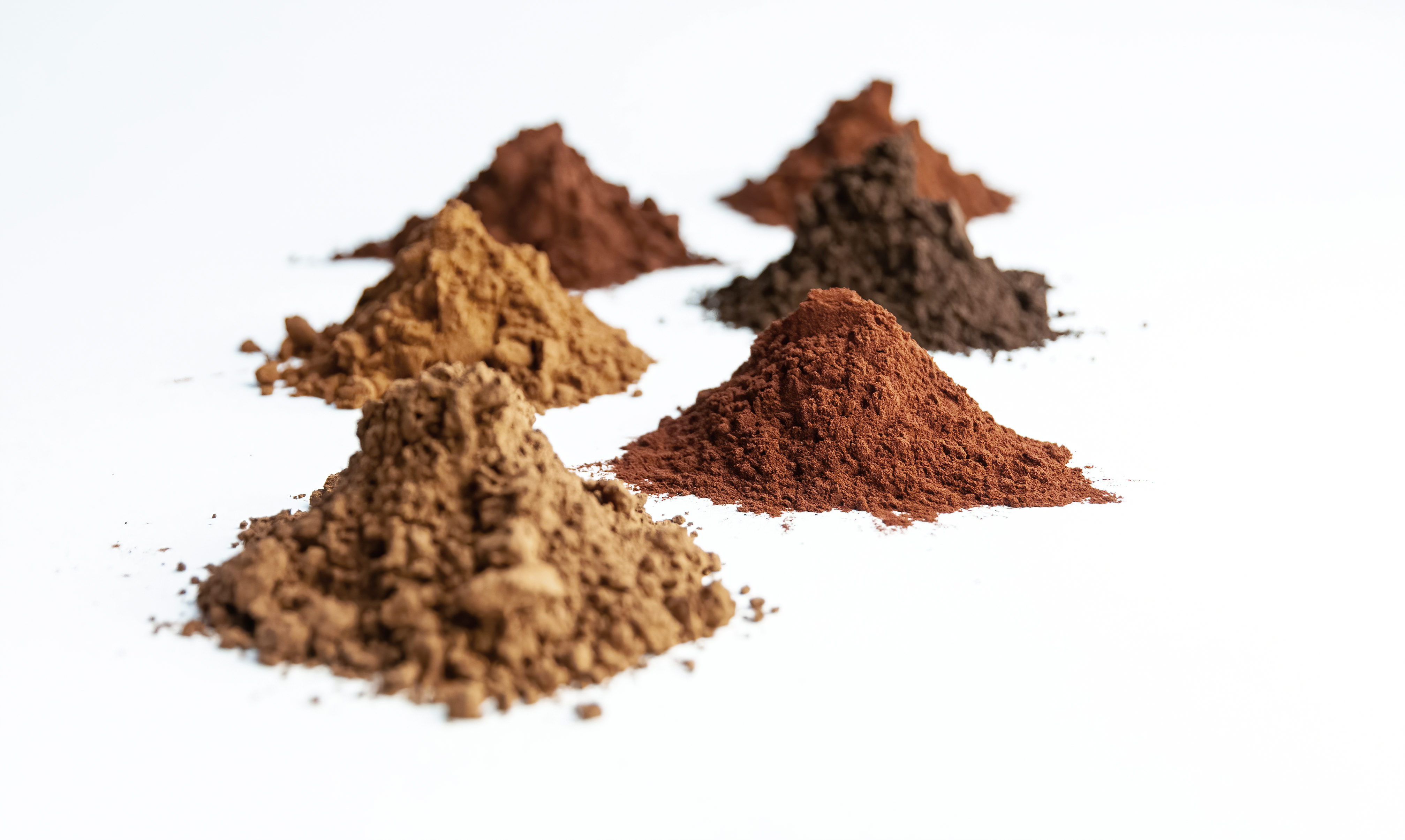 cocoa powder piles